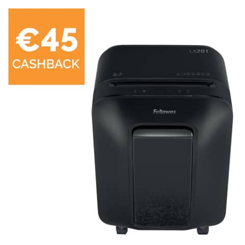 Distruggidocumenti uso moderato Fellowes LX201 - P-5 - 22 L - taglio a microframmenti 2x12 mm - nero 5050001